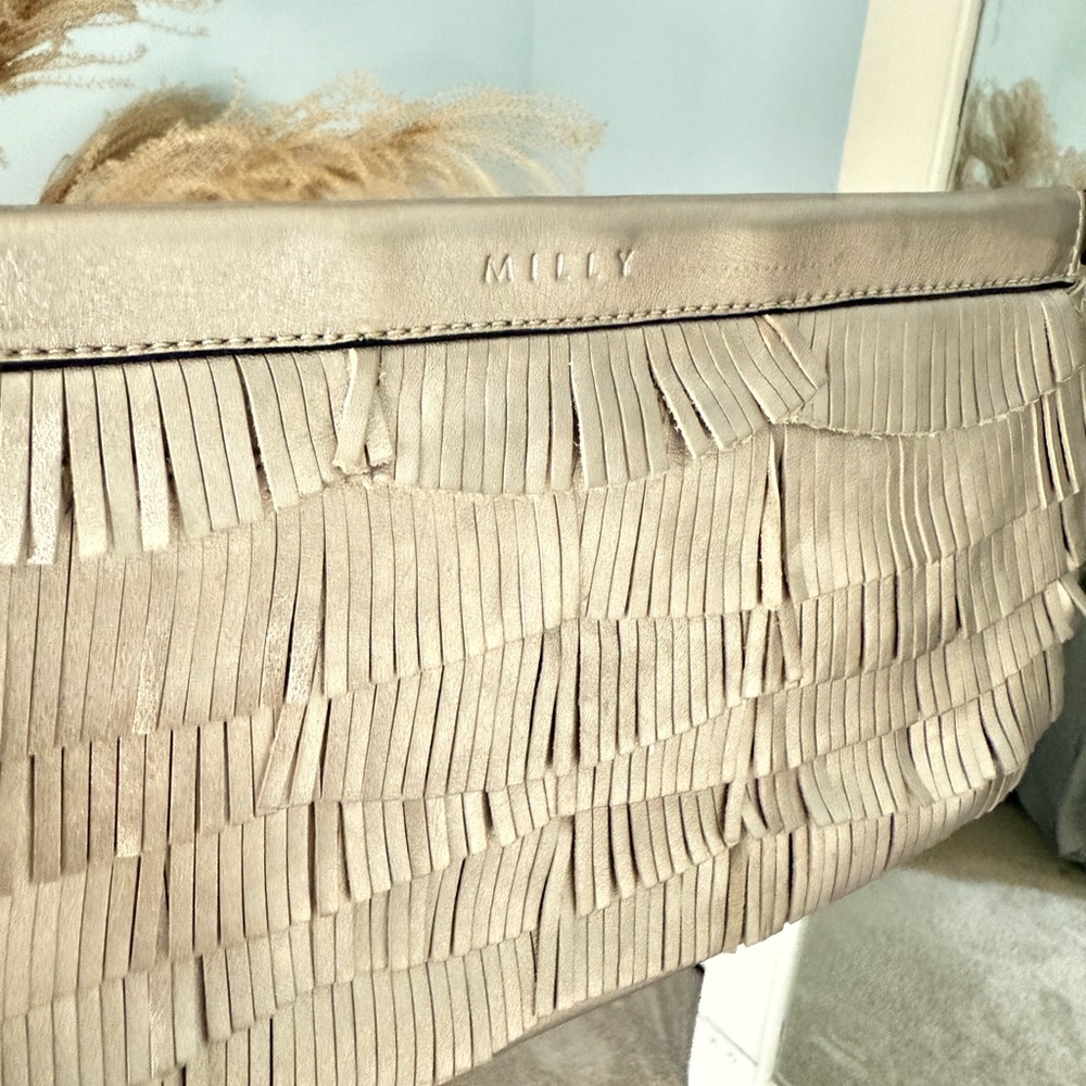 Leather silver  clutch by Milly